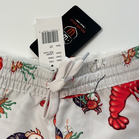 Wes and willy white lobster roll trunk swim shorts boy toddler 3T brand new - Picture 4 of 5